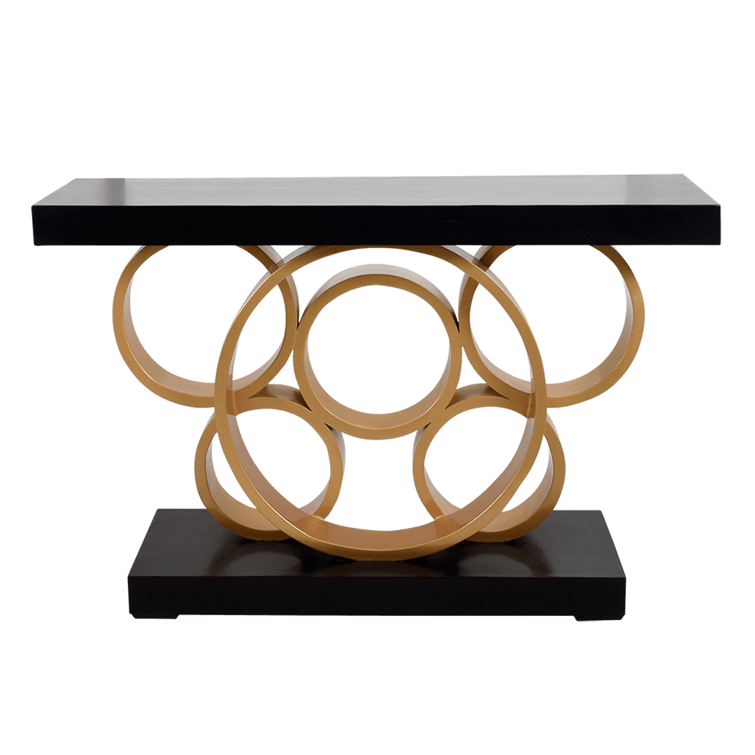 Pique Solid Wood Console Table (Black Gold)