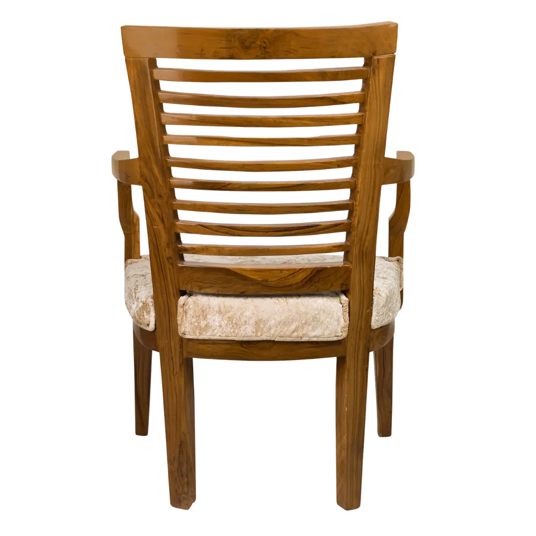 AURA Teak Wood Arm Chair (Teak) Back View Image