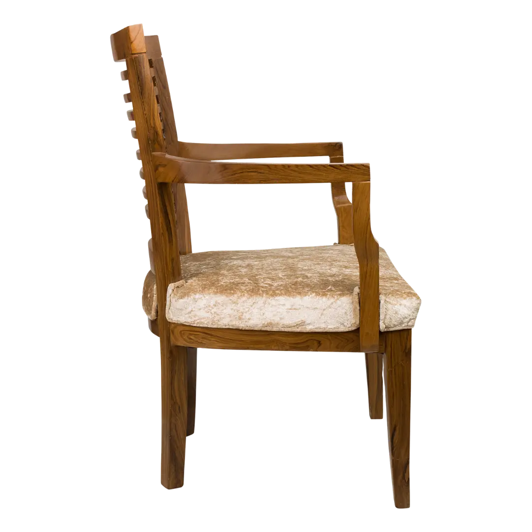AURA Teak Wood Arm Chair (Teak) Side View Image