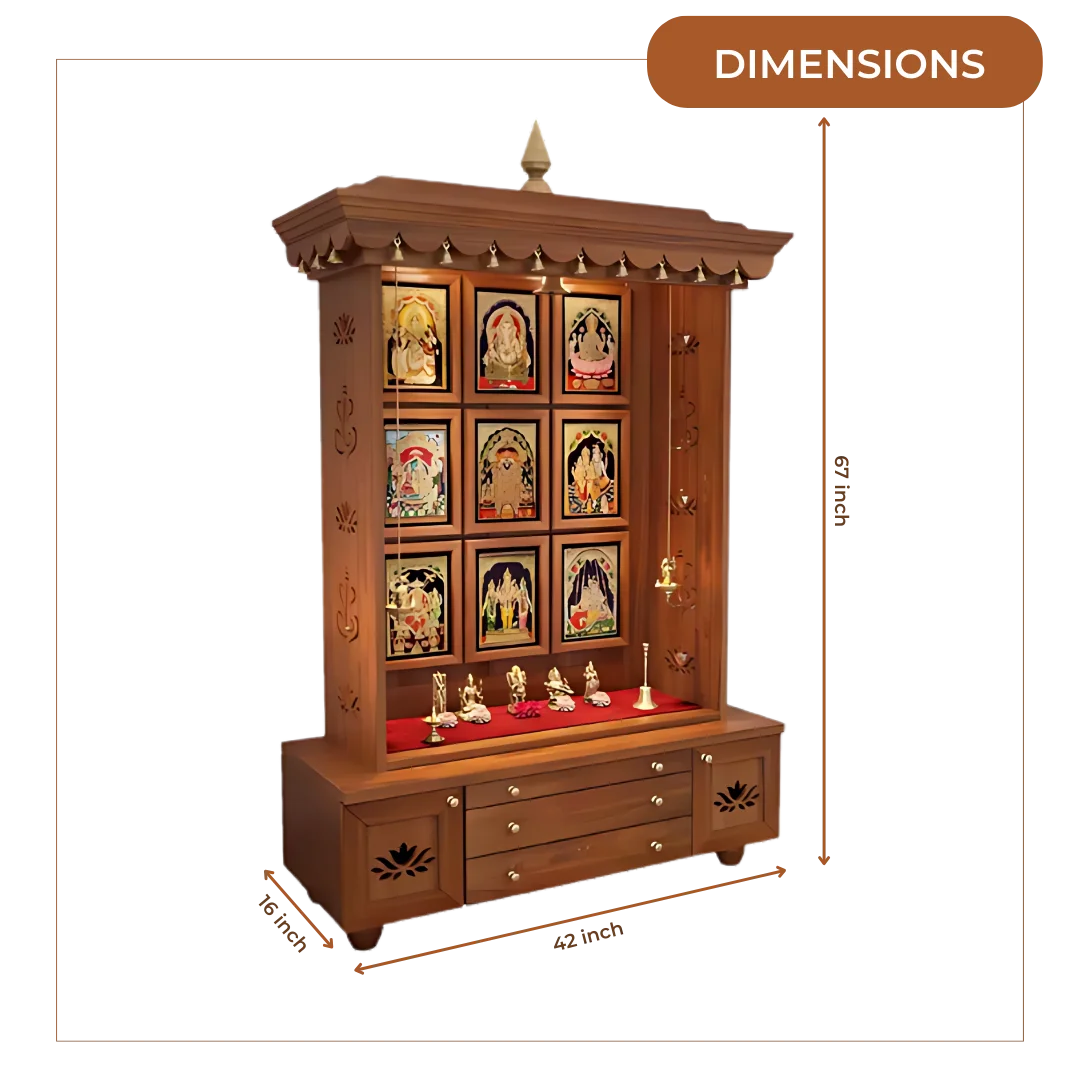 Aadhyatmik Teak Wood Pooja Mandap (Teak) Dimensions