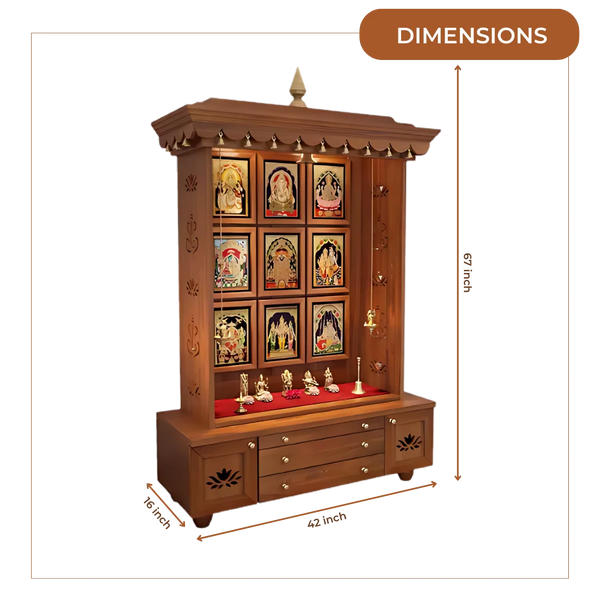 Aadhyatmik Teak Wood Pooja Mandap (Teak) Dimensions