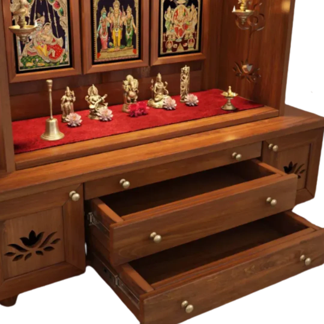 Aadhyatmik Teak Wood Pooja Mandap without Door(Teak) Zoom View