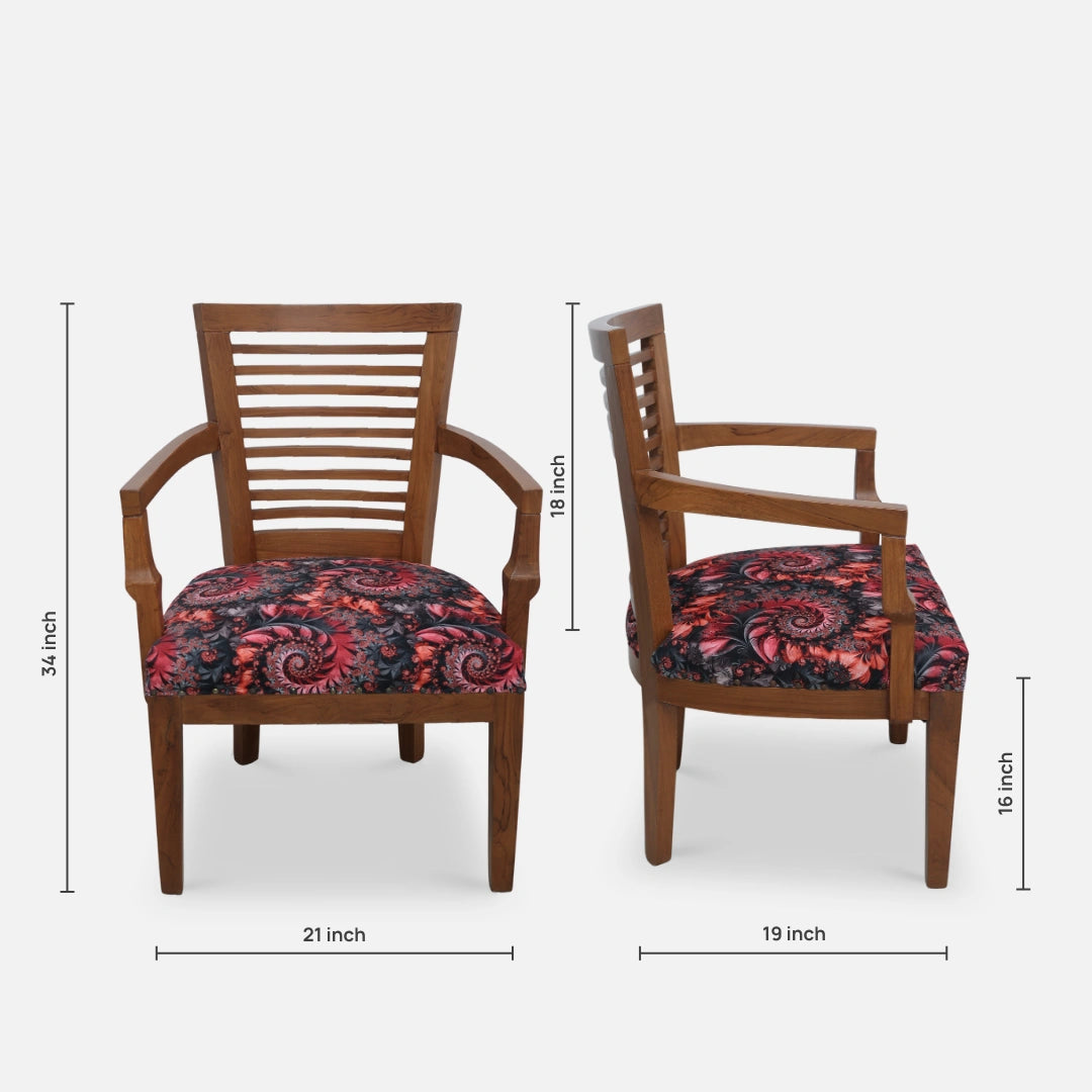 Aanya Teak Wood Arm Chairs (Teak) dimensions image