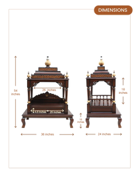 Aaradhana Large Floor Rested Pooja Mandir (Brown Gold) dimensions