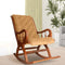 Aarava Fabric Upholstered Teak Wood Rocking Chair (Teak Gold) lifestyle view