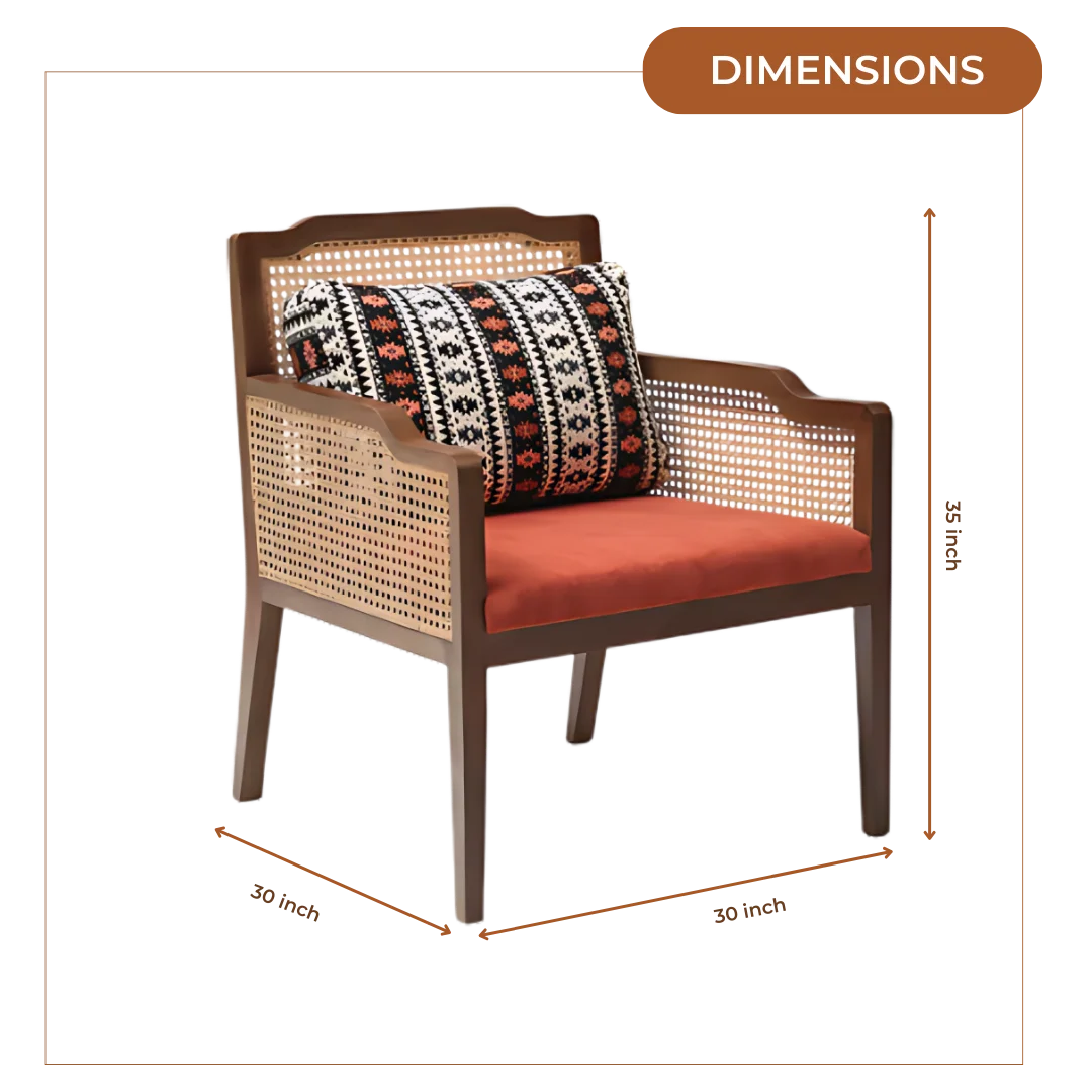 Aarika Teak Wood Lounge Chair (Brown) Dimensions