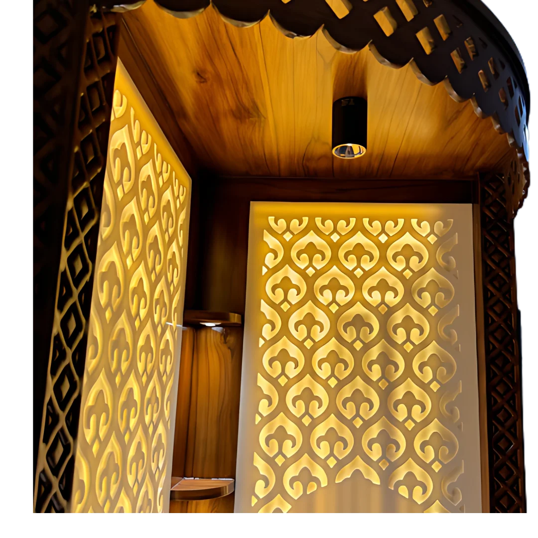 Aarohan Corner Pooja Mandir Without Door(Brown) Zoom view