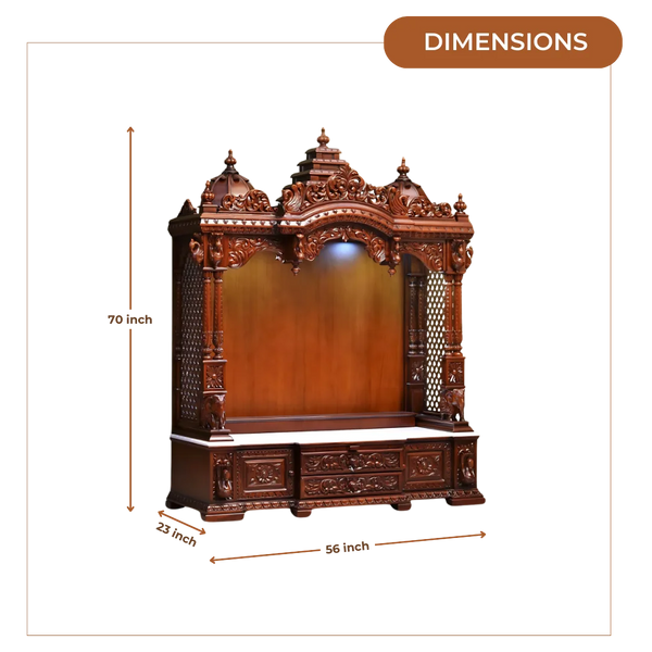 Aarunya Teak Wood Mandap (Brown) dimensions