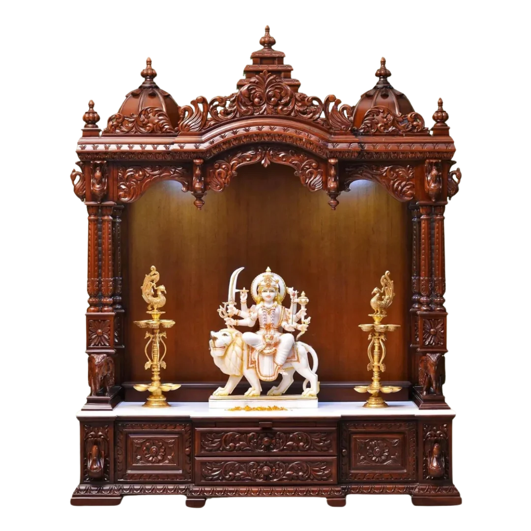Aarunya Teak Wood Mandap (Brown) front view