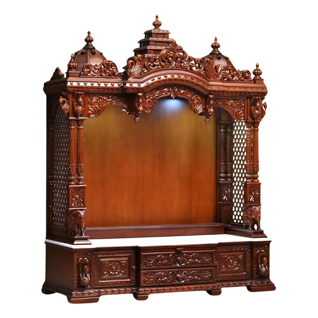 Aarunya Teak Wood Mandap (Brown) side angle