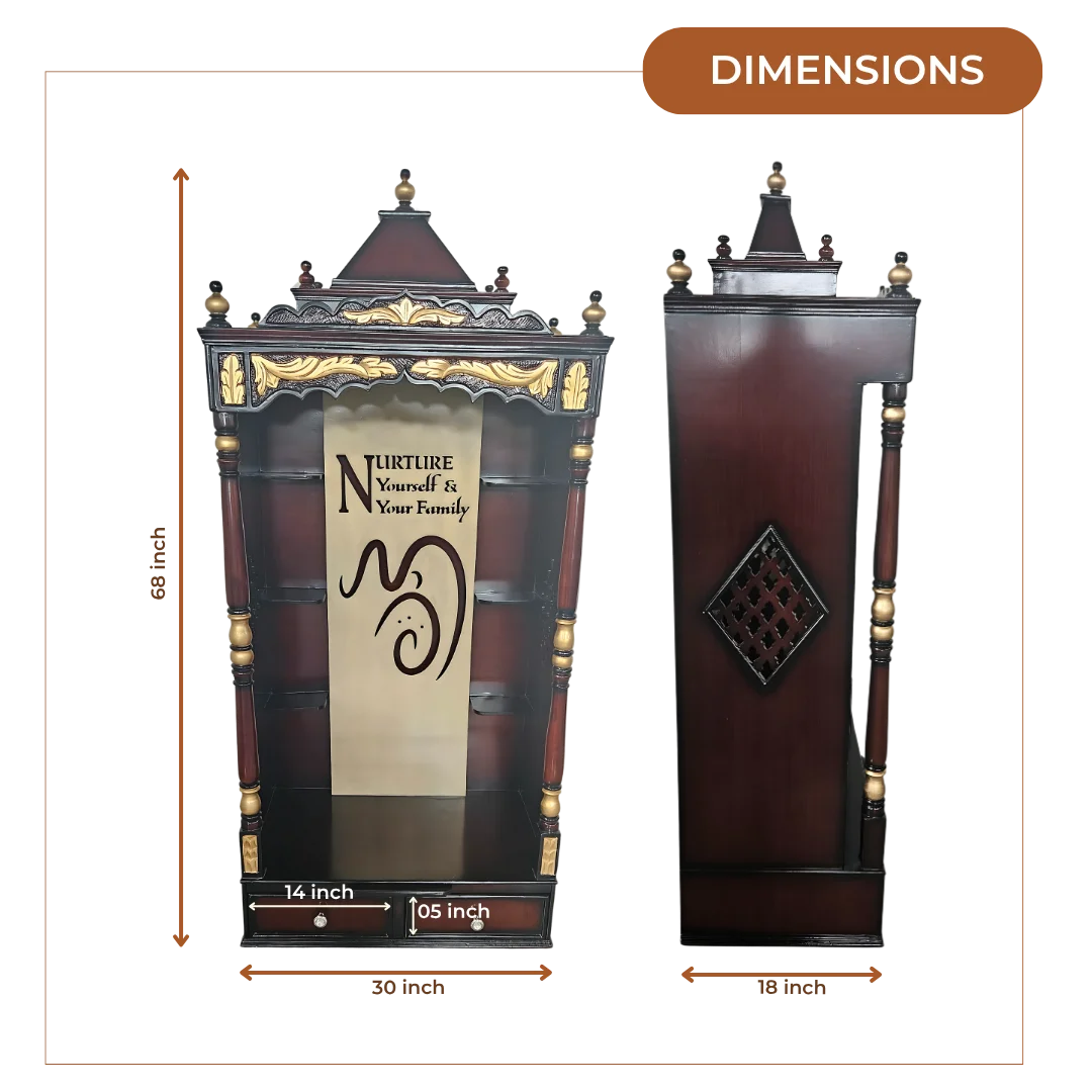 Aastha Teak Wood Mandap (Brown) dimensions