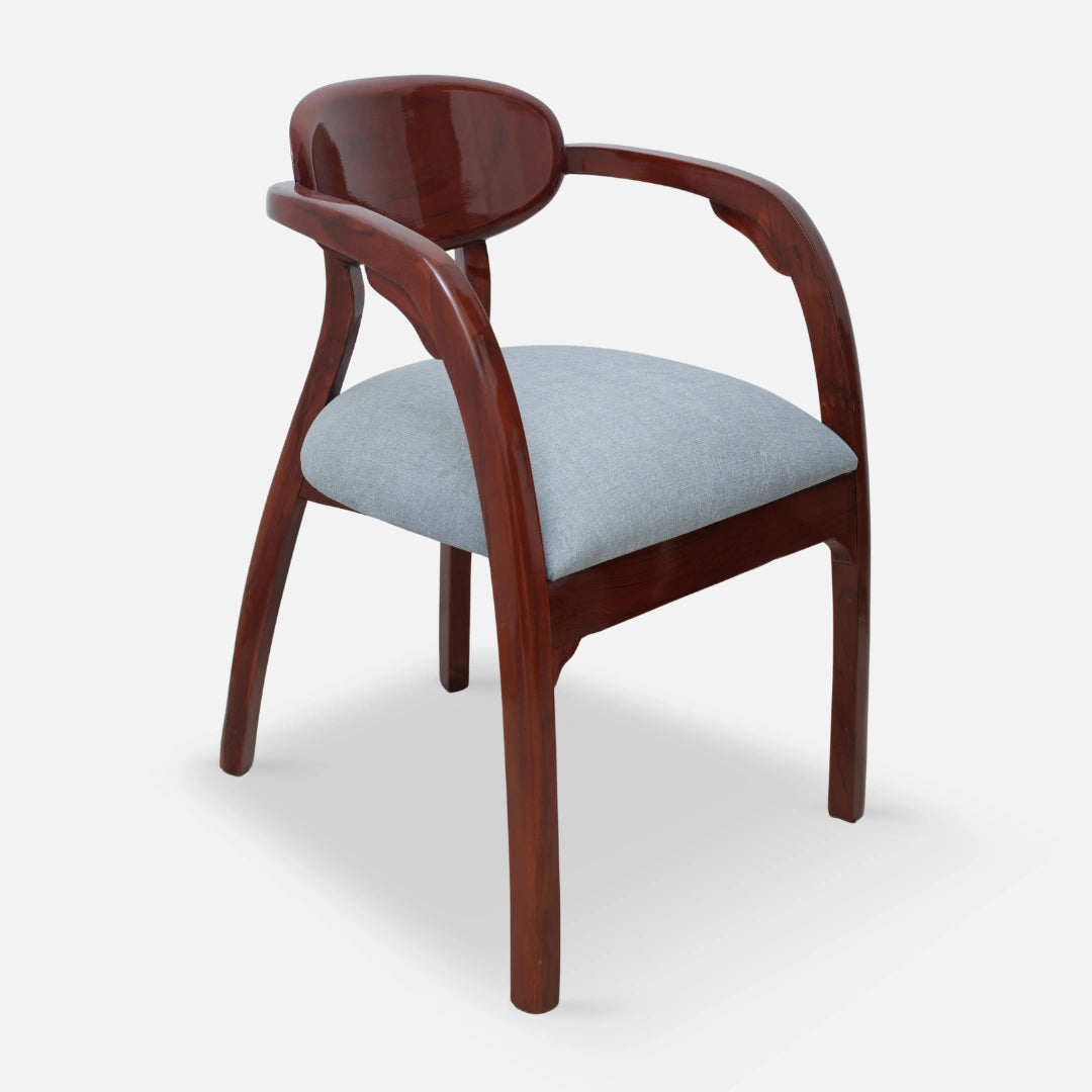 Abetos Teak Wood Arm Chairs (Brown Grey)side angle