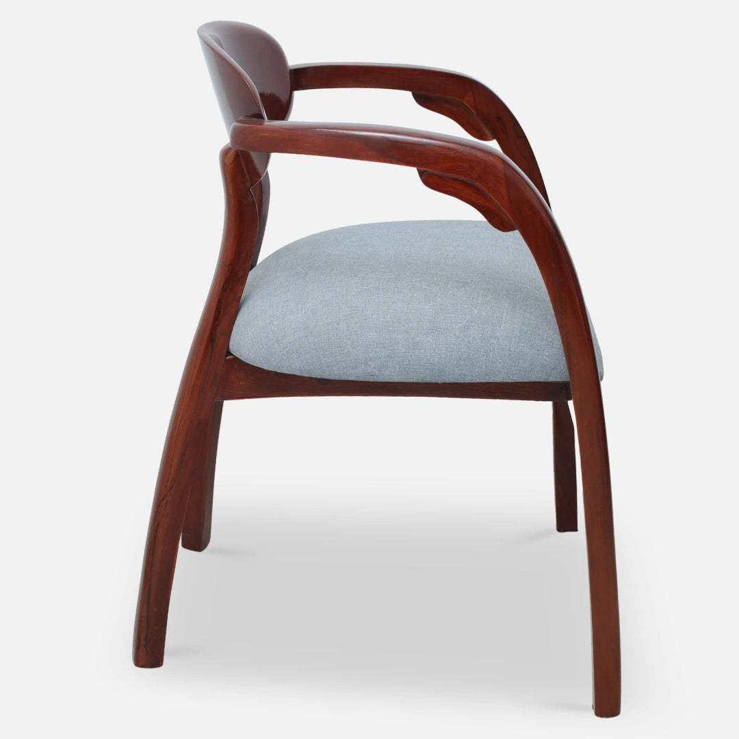 Abetos Teak Wood Arm Chairs (Brown Grey) side view