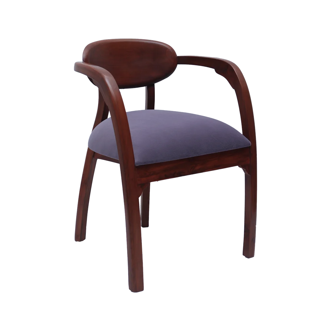 Abetos Teak Wood Arm Chairs (Grey) side angle