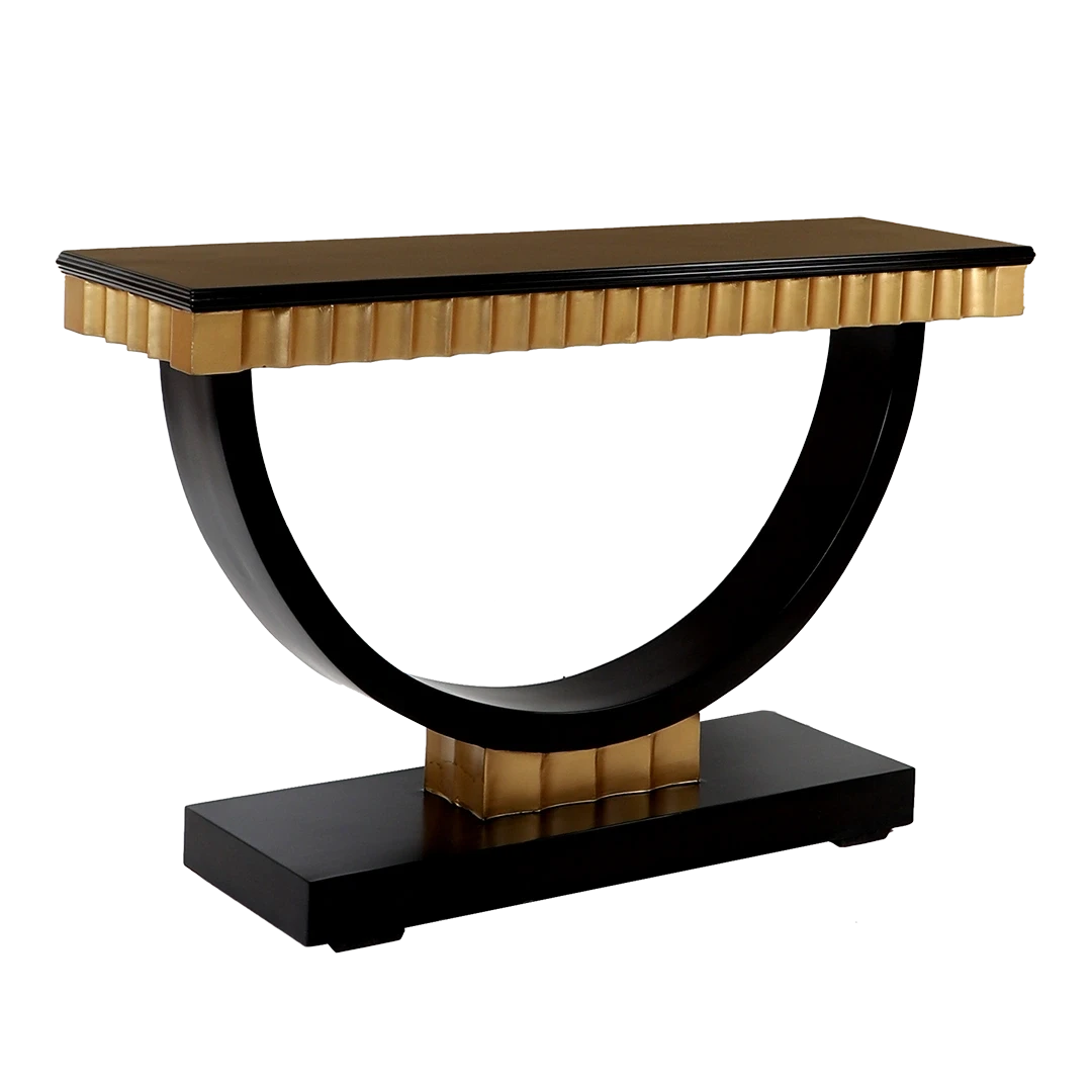 Ace Solid Wood Console Table in Black Gold color 45° side view