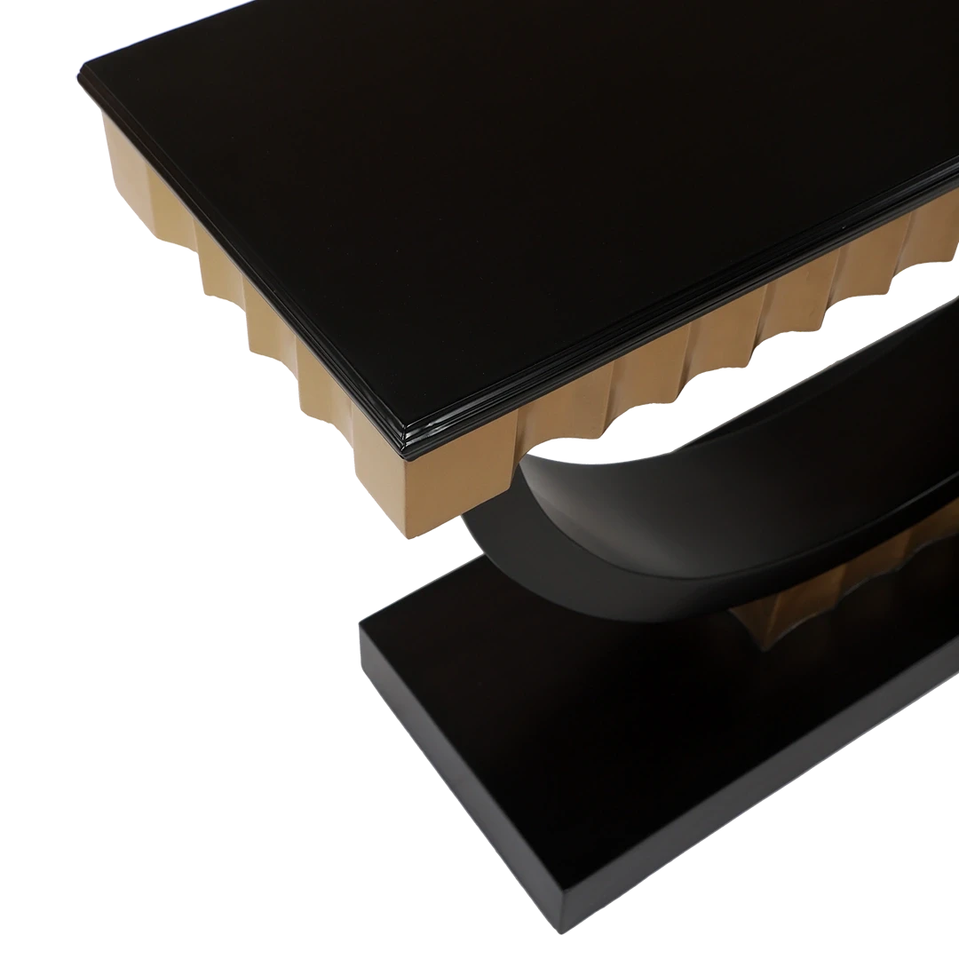 Ace Solid Wood Console Table in Black Gold color zoom view