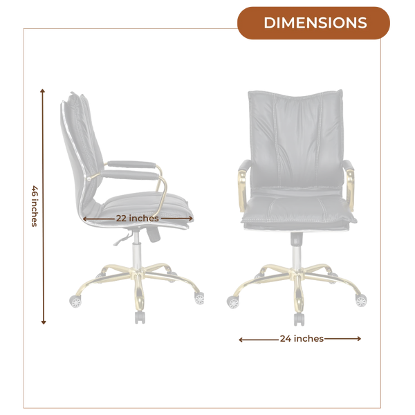 Adeka Medium Back Office Executive Chair (Black) Dimensions