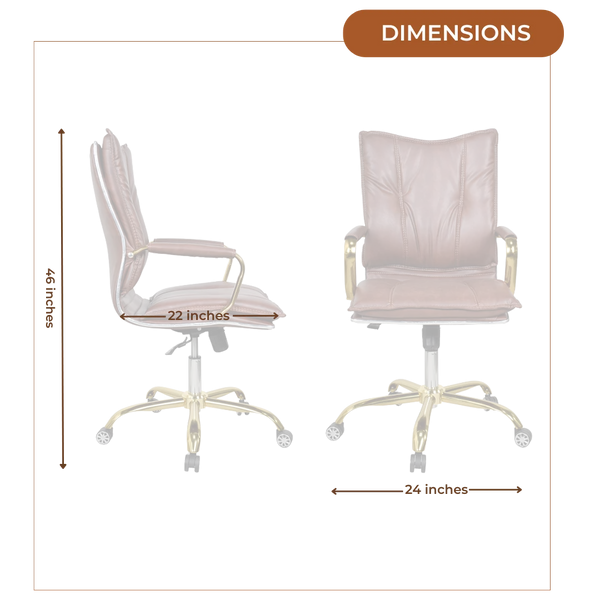 Adeka Medium Back Office Executive Chair (Brown) Dimensions