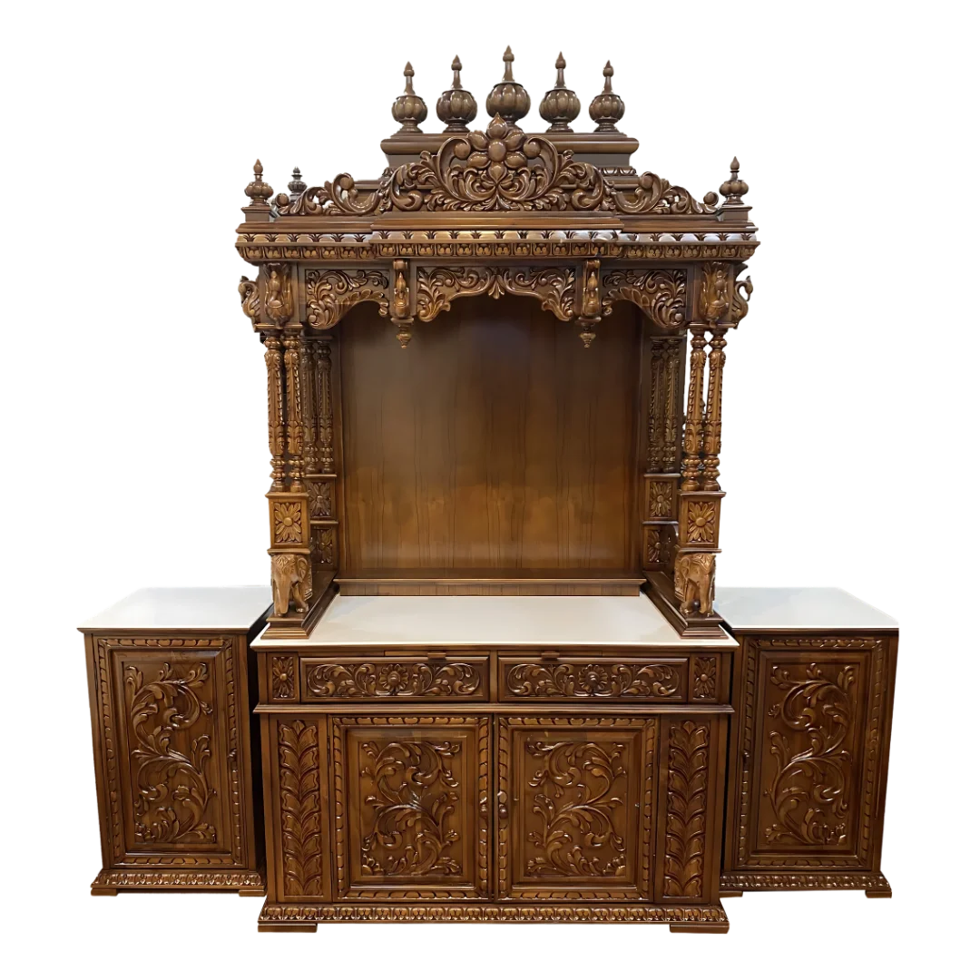 Adityam Teak Wood Mandap (Brown) front view