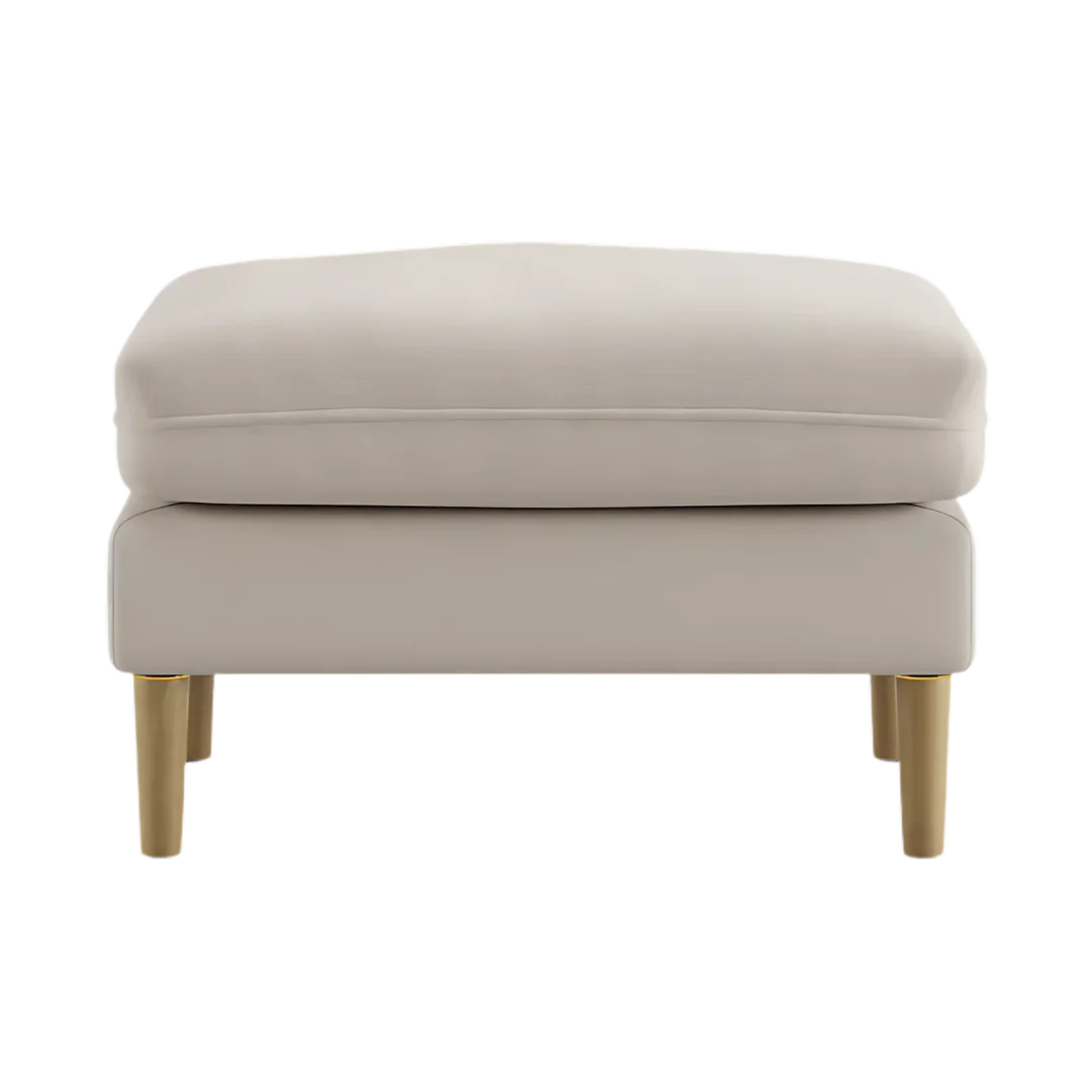Aeris Teak Wood Ottoman Stool (Ivory) front view
