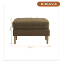 Aeris Teak Wood Ottoman Stool (Umber Brown) dimensions