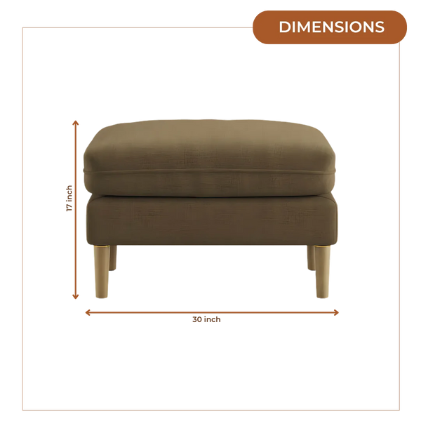 Aeris Teak Wood Ottoman Stool (Umber Brown) dimensions