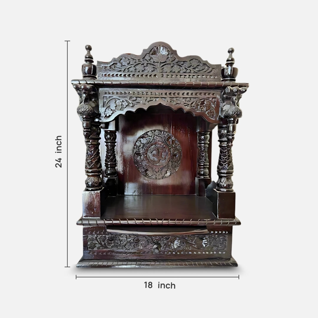 Ahalya Teak Wood Mandir (Brown) dimensions