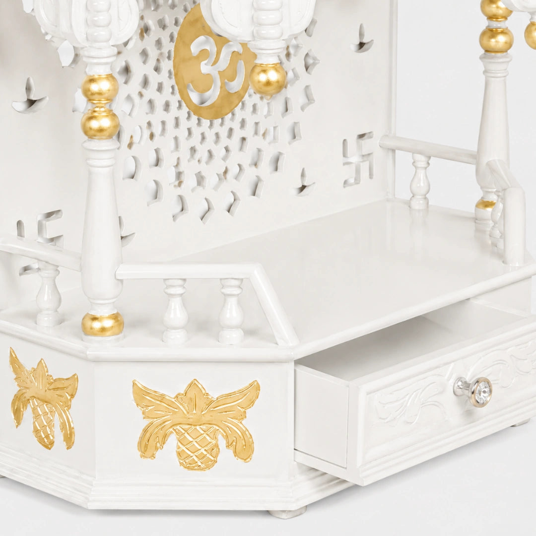 Aikyam Wall Mount Pooja Mandir without Door (White Gold) Zoom Image
