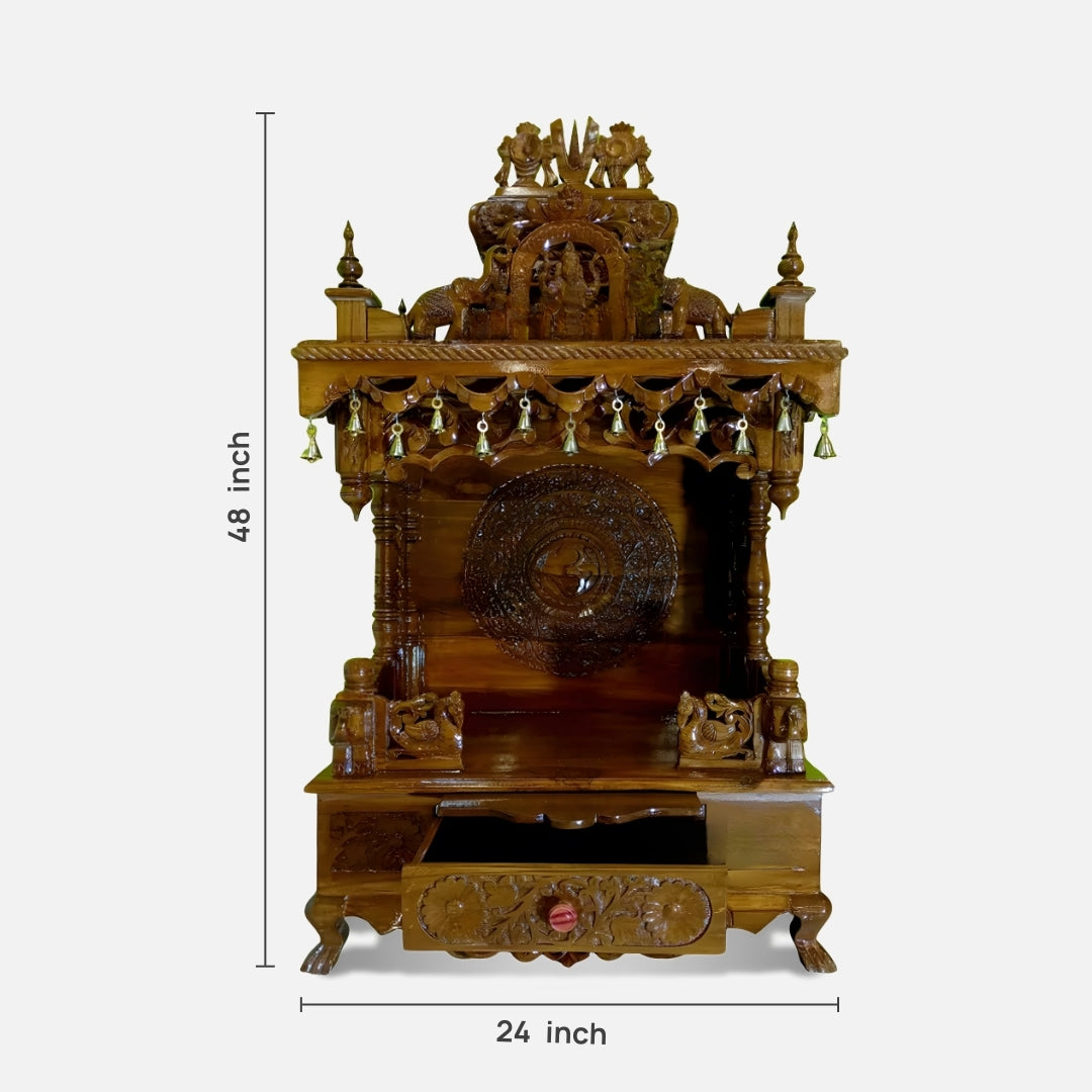 Aishani Teak Wood Mandir (Brown) dimensions