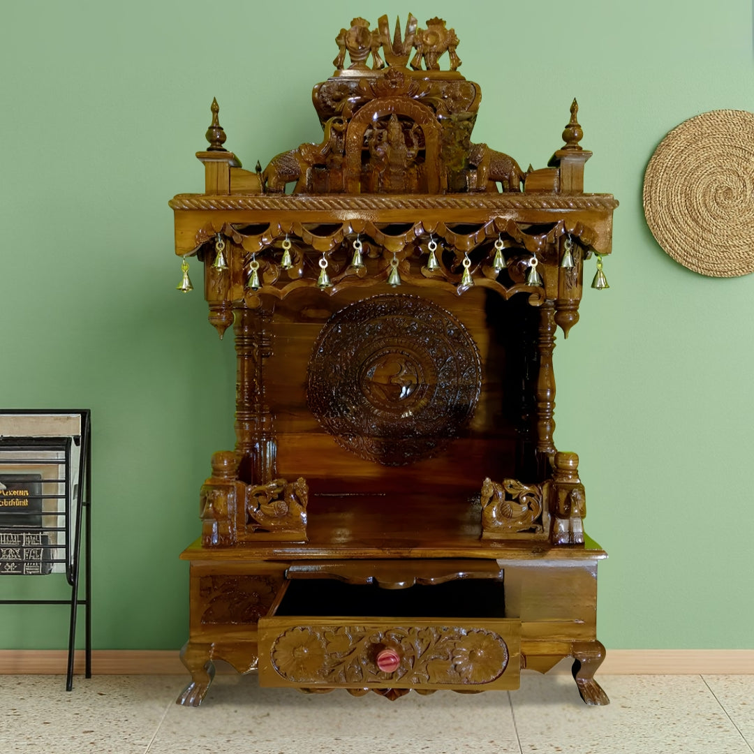 Aishani Teak Wood Mandir (Brown) lifestyle view
