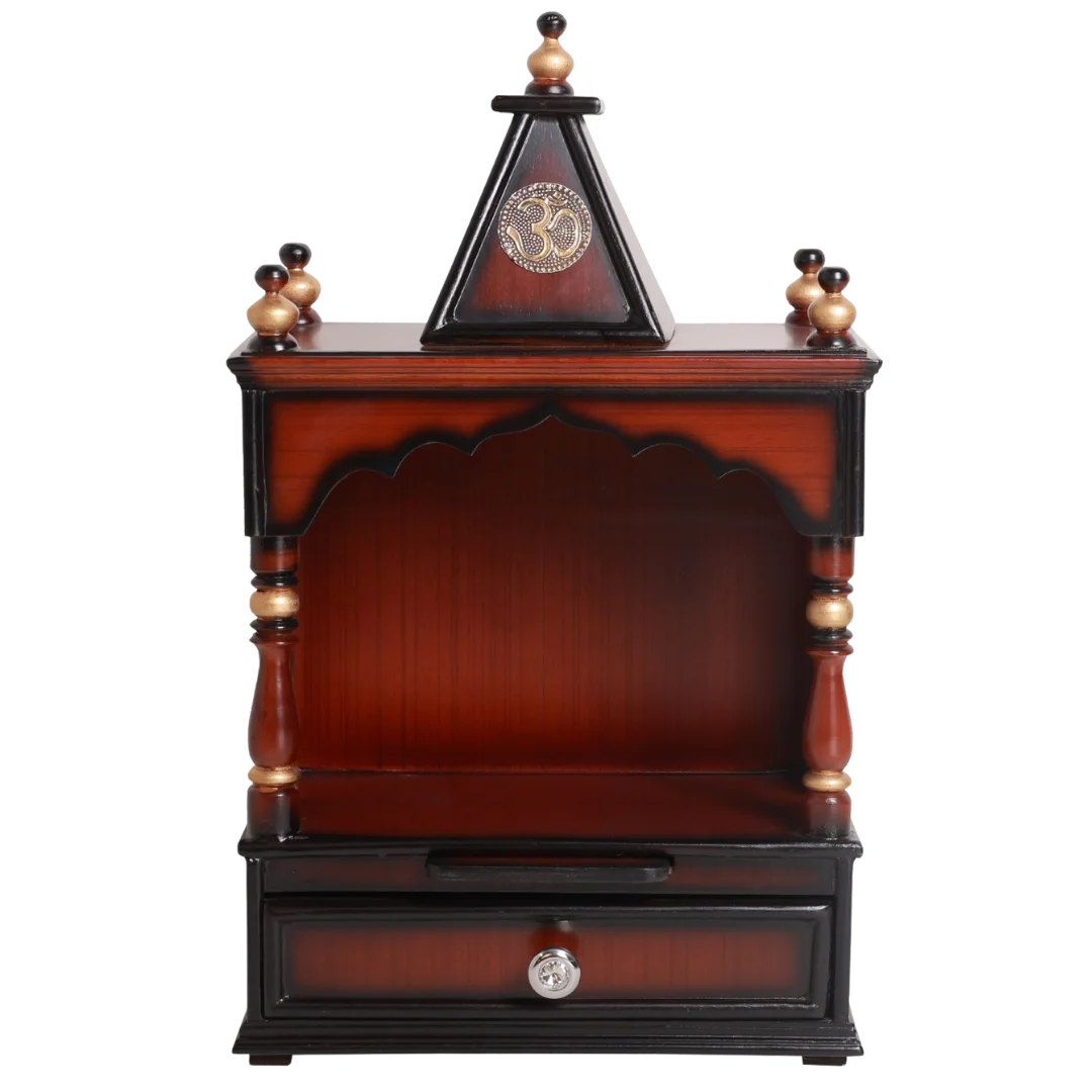 Alaya Wall Mount Pooja Mandir without Door (Brown Gold)