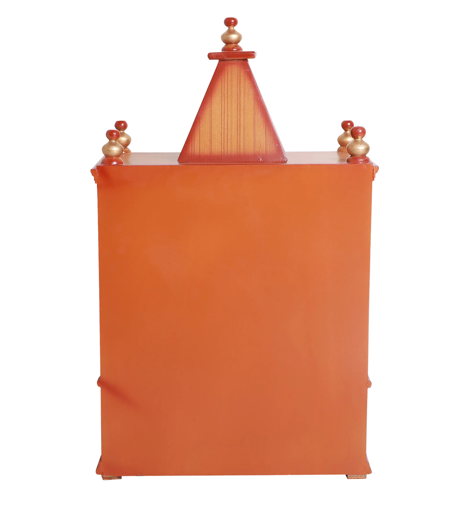 Alaya Wall Mount Pooja Mandir without Door (Teak Gold) Backside View