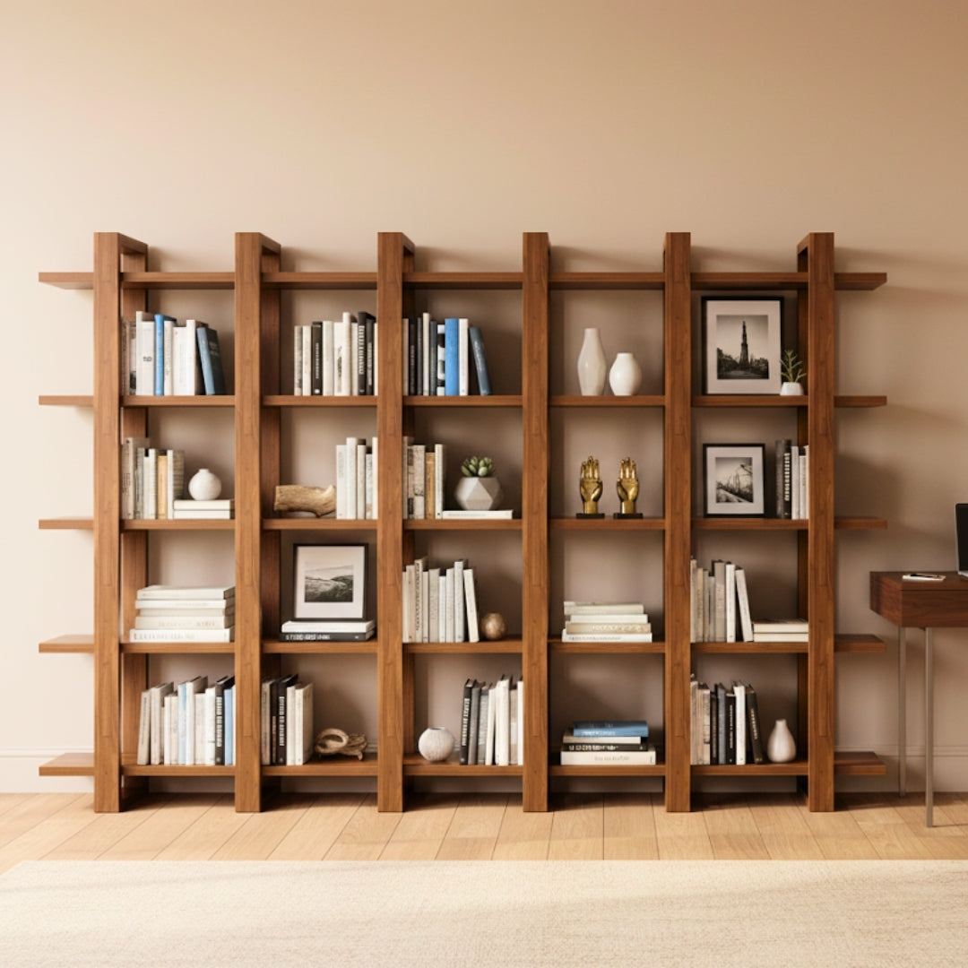 Alcove Teak Wood Book Shelf (Teak) lifestyle view