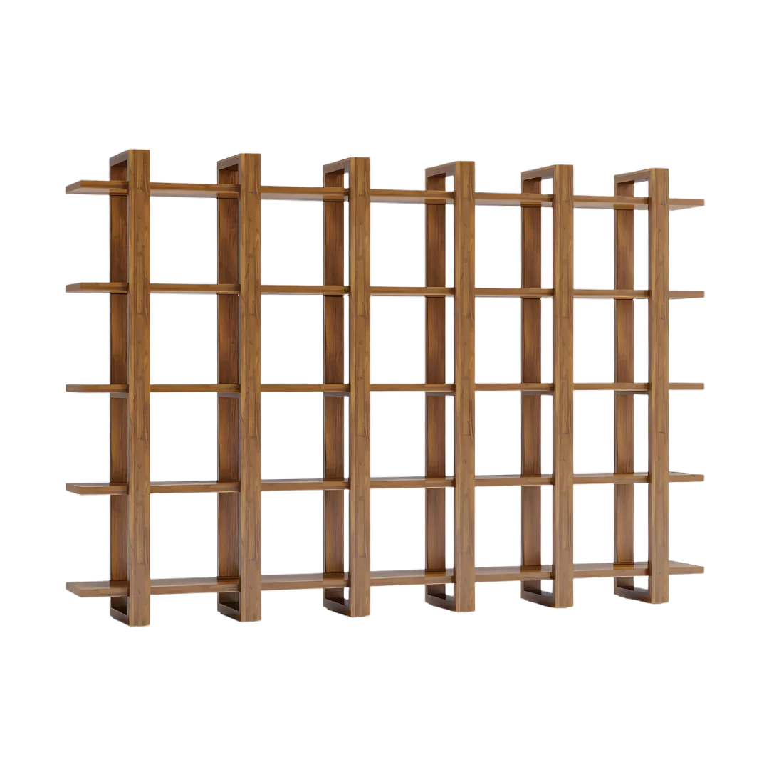 Alcove Wood Book Shelf (Teak) side angle