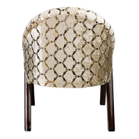 Alteza Teak Wood Fabric Upholstered Arm Chair in Brown Biege color back view