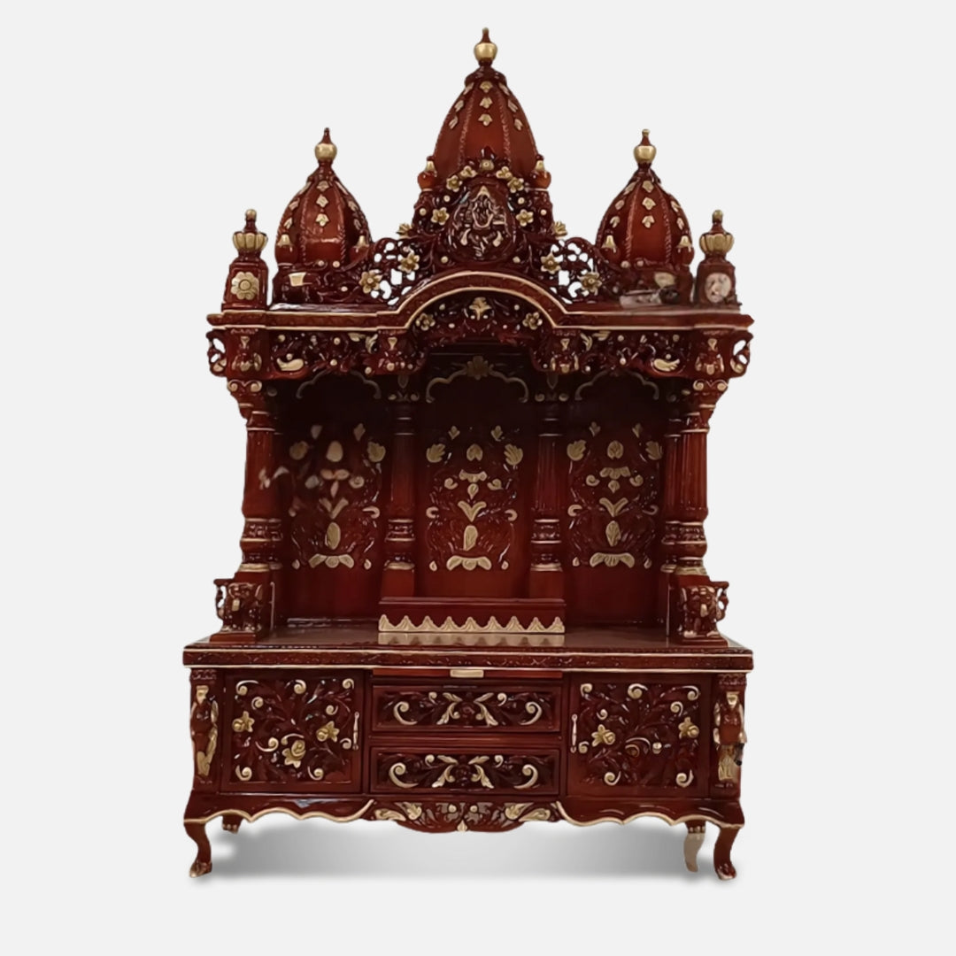 Amba Teak Wood Mandap (Cherry) front view