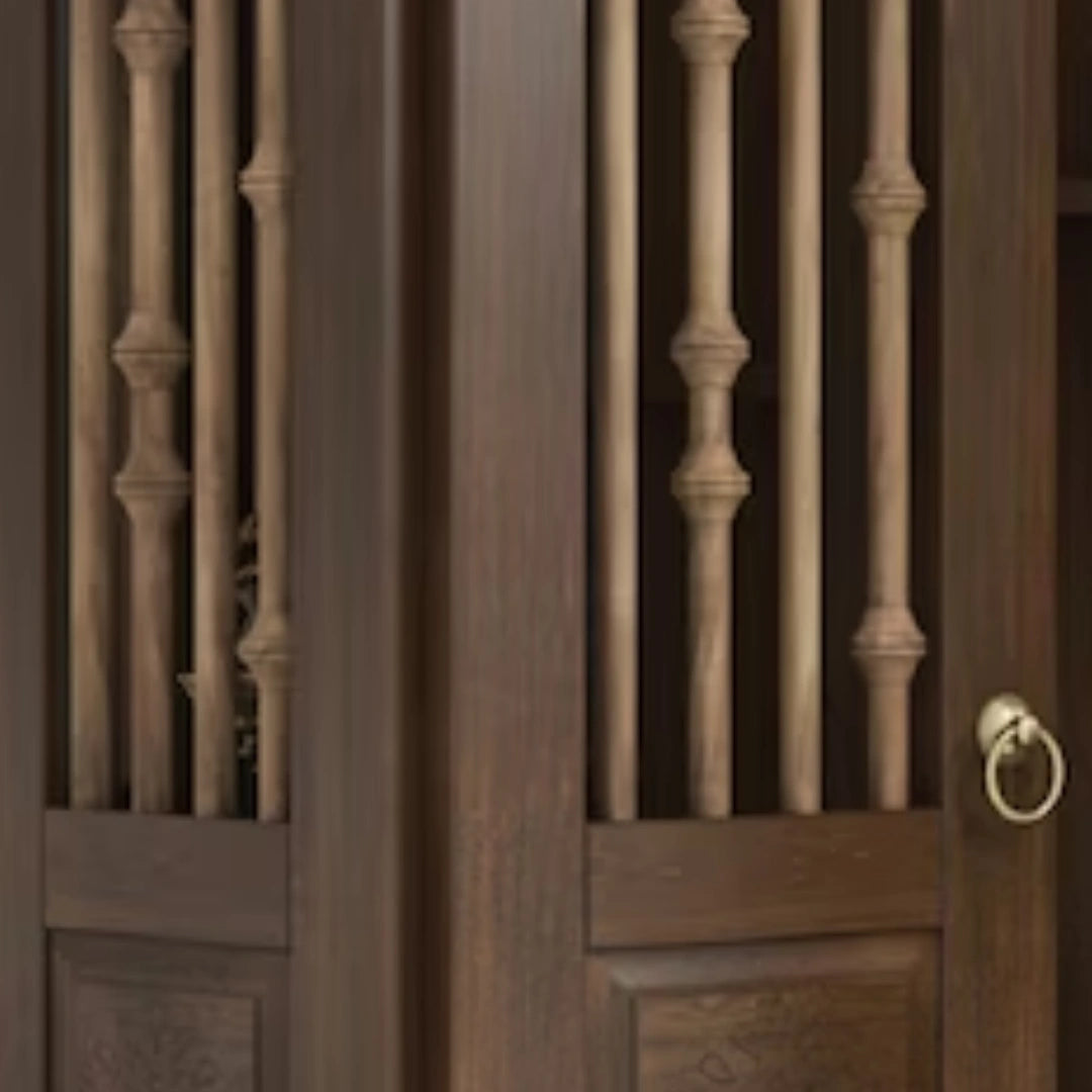 Anandam Teak Wood Pooja Mandap with Door (Brown) zooom view