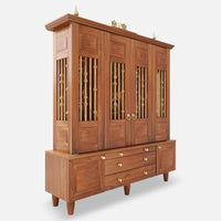 Anandam Teak Wood Pooja Mandap with Door (Teak) side angle
