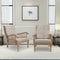 Ancient INDIA Teak Wood Fabric Upholstered Arm Chair lifestyle view
