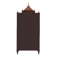 Antarusya Large Floor Rested Pooja Mandap/Wooden temple with doors for home in Brown Gold color back view