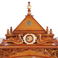 Antarusya Large Floor Rested Pooja Mandir/Wooden temple for home in Teak Gold color zoom view dome