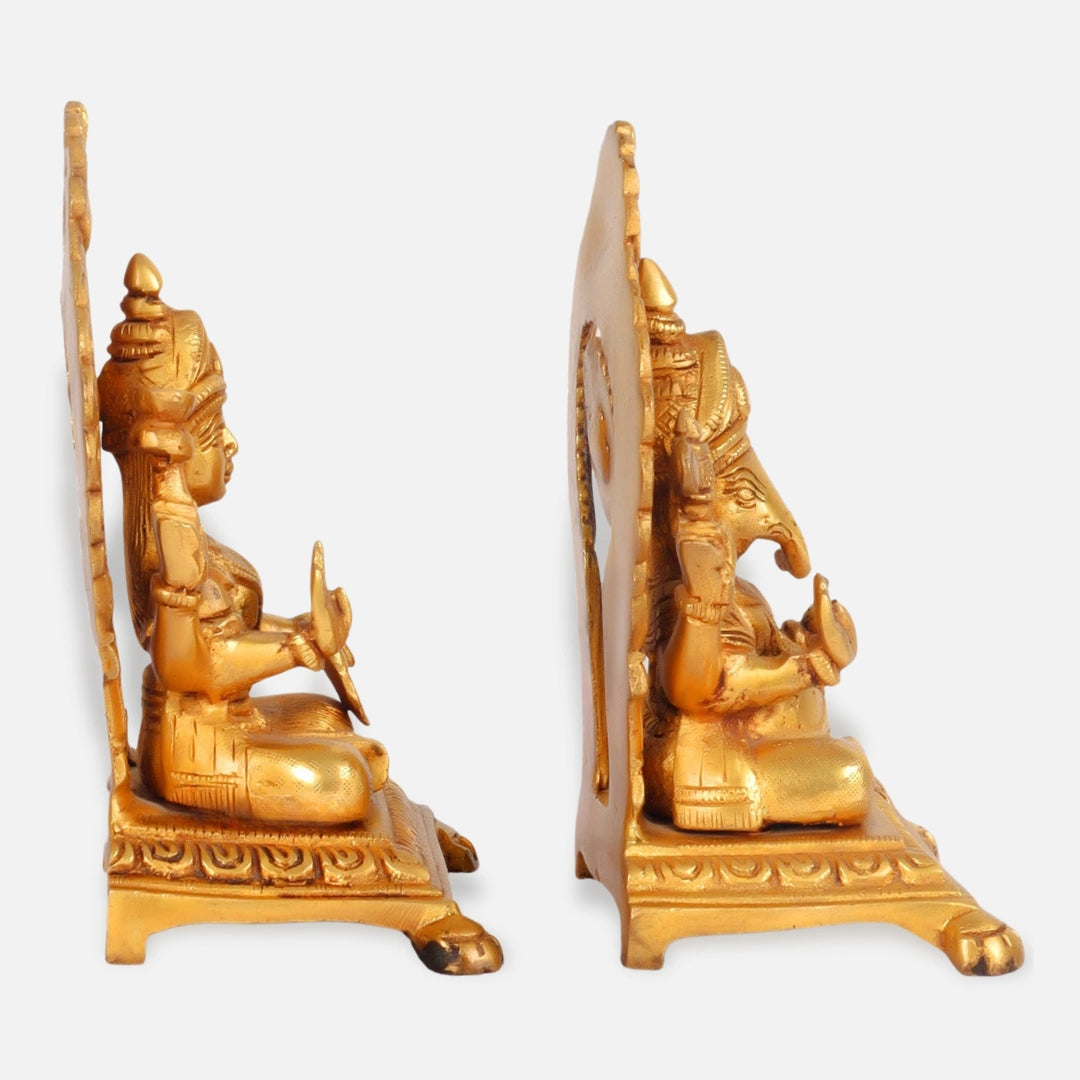 Antique Brass Lakshmi Ganesha Idol 4 side view