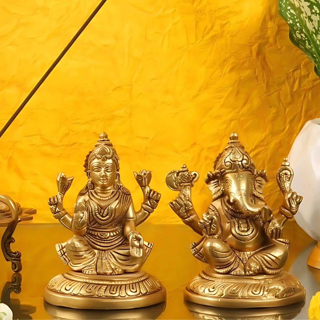 Antique Brass Lakshmi Ganesha Idol 5 lifestyle view
