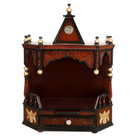 Anugrah Wall Mount Pooja Mandir without Door (Brown Gold) Front image