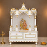Apratima Medium Floor Rested Pooja Mandir Without Door (White Gold)