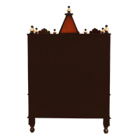 Apratima Medium Floor Rested Pooja Mandir/Wooden temple for home in Brown Gold color back view
