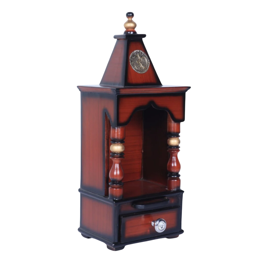 Aradhya Wall Mount Pooja Mandir (Brown Gold) Side View