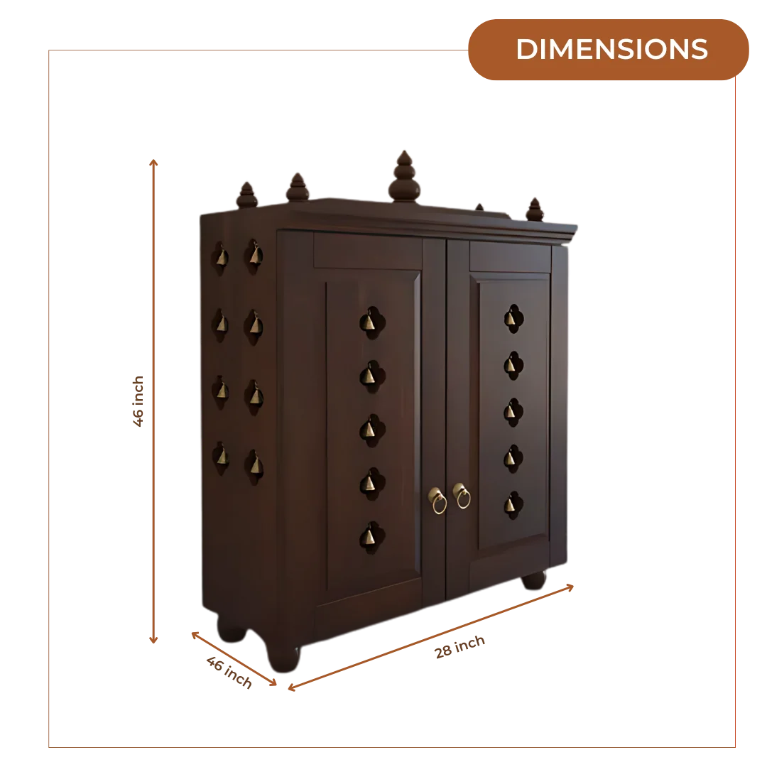 Aravaya Pooja Mandir with Door (Wenge) Dimension