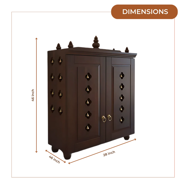 Aravaya Pooja Mandir with Door (Wenge) Dimension
