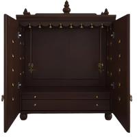 Aravaya Pooja Mandir with Door (Wenge) open door front view